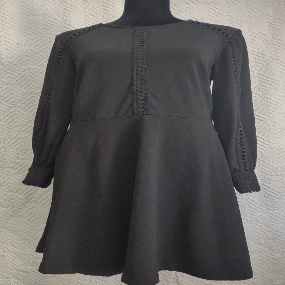 H&M Black Lace Detail A-Line Dress